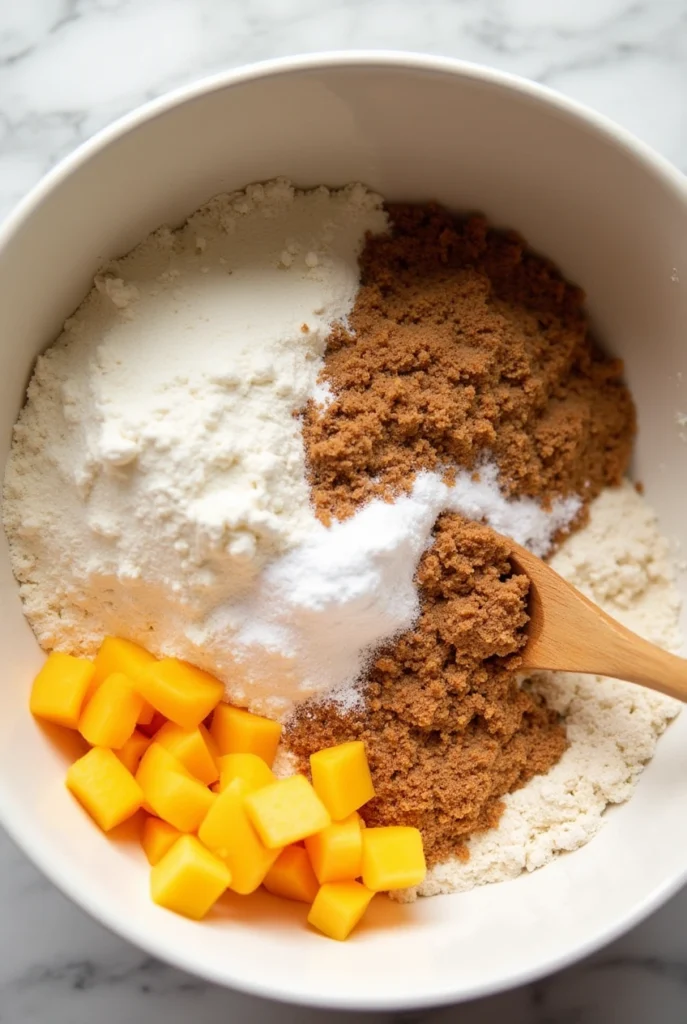 Cobbler Muffins for Every Craving 3 Close-up of golden Cobbler Muffins topped with peach chunks and glaze
