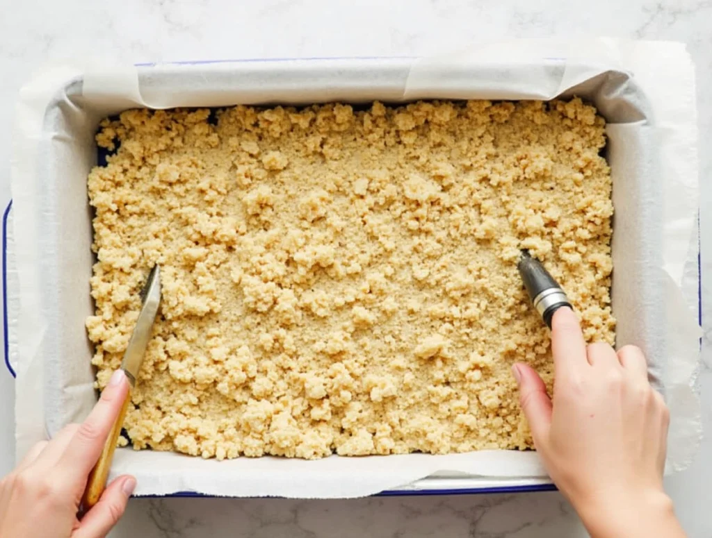 The First Time I Made These Toffee Bars, They Didn’t Last an Hour 3 Close-up of gooey cake mix toffee bars with chocolate chips and crunchy topping